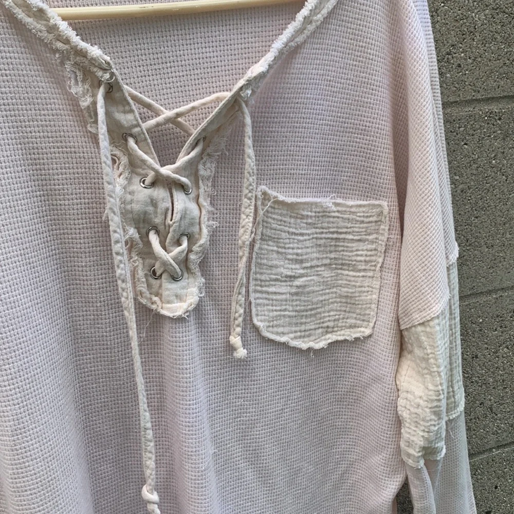 Cream Distress Boutique Pol Brand (Free People) look alike sweater size large - Picture 2 of 3